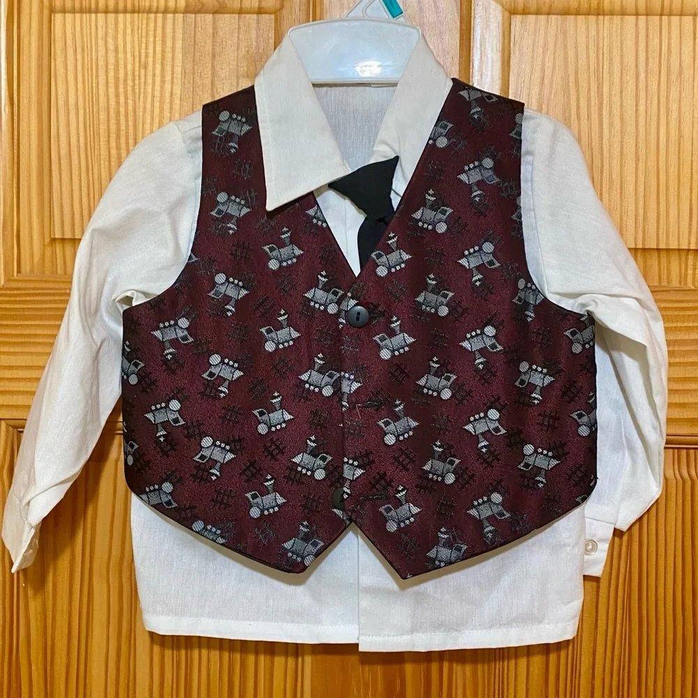 Boys Toddler Train Vest Outfit top set (3T)